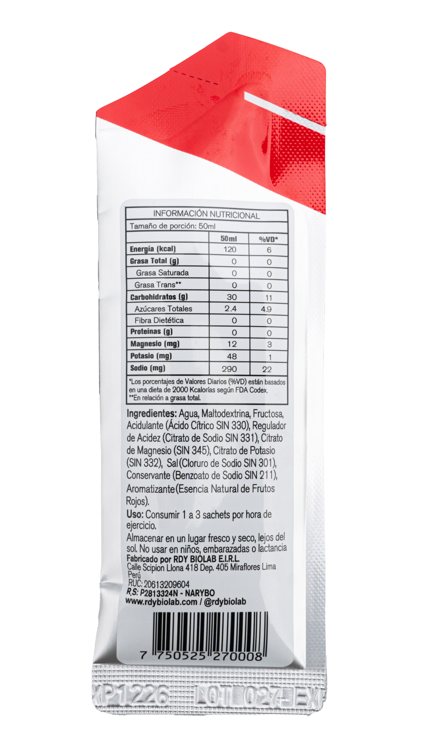 RDY Energy Gel Red Berries - Sachet 1 unid